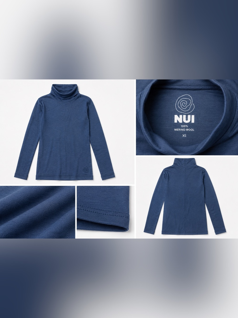 NWT NUI Organics Opua Merino Mockneck Top Navy XS 100% Merino Wool